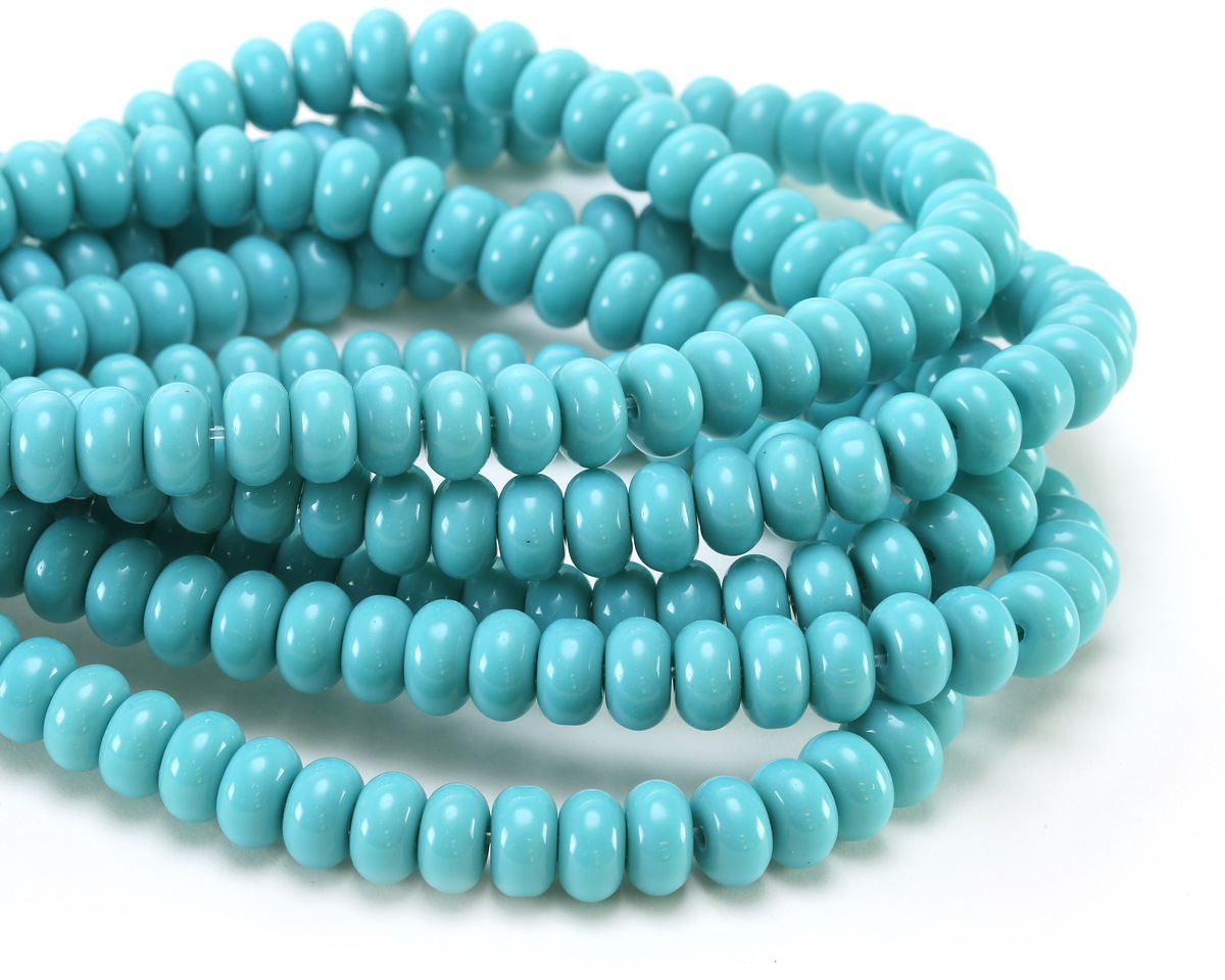 Turquoise Glass Rondelle 5x8mm