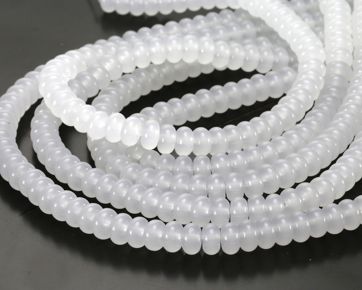 White Opal Glass Rondelle 5x8mm