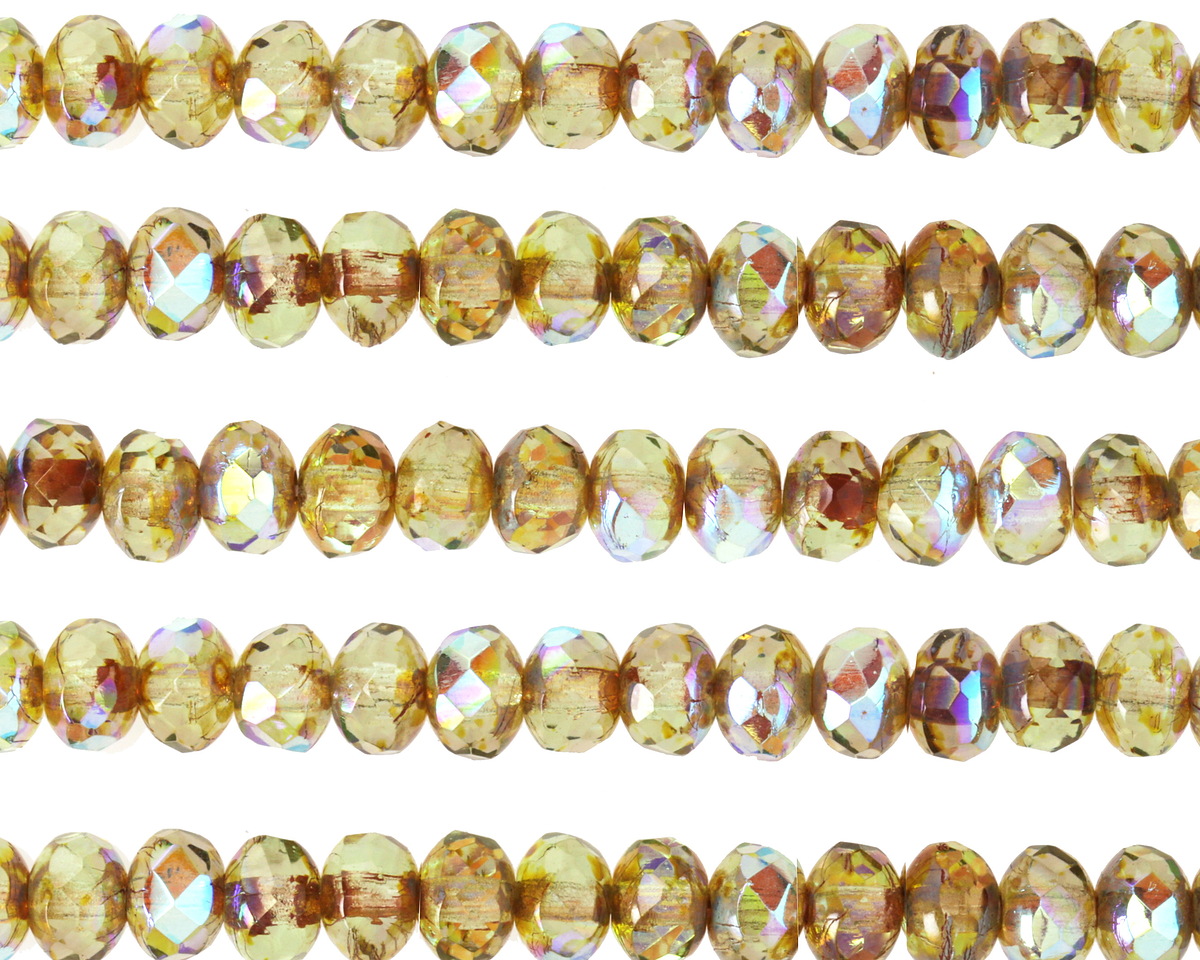 Czech Glass Crystal Picasso AB Rondelle 3x5mm