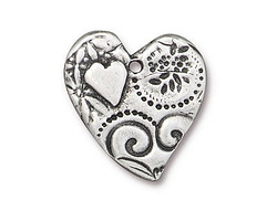 TierraCast Antique Pewter (plated) Amor Heart Pendant 22x23mm