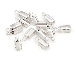 Silver (plated) Textured Foldover Cord End 13x5mm