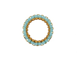 Aqua Miyuki Delicas Woven on Gold (plated) Stainless Steel Ring 15mm