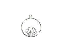 Amoracast Sterling Silver Round Mermaid Seashell Frame 16x14mm