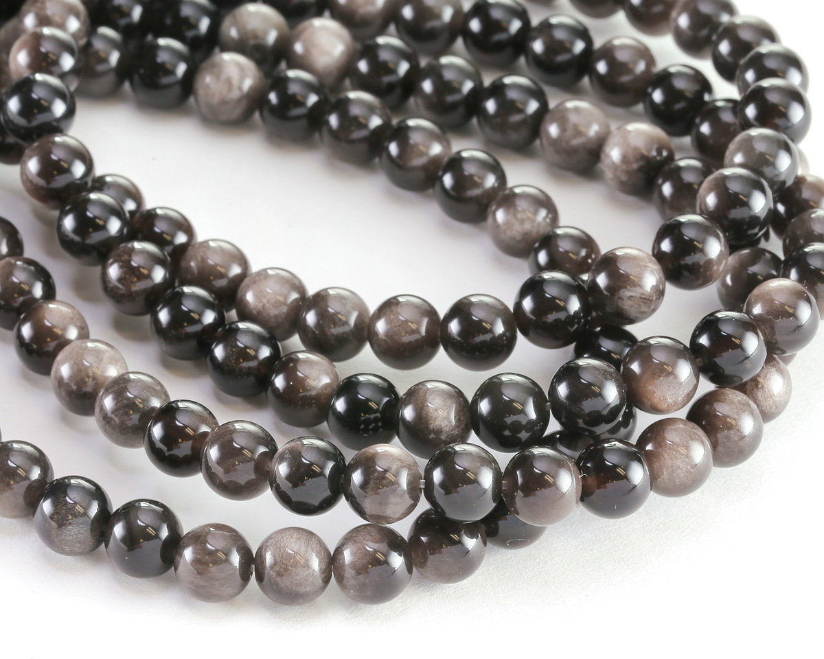 Silver Obsidian Round 8mm