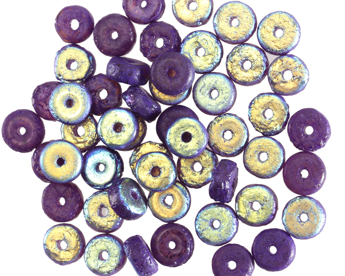 Czech Glass Textured Amethyst AB Heishi 3x6mm