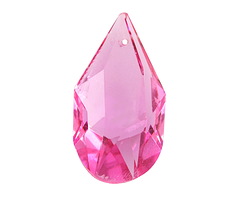 Czech Antique Crystal Fuchsia Faceted Drop Focal 17x30mm