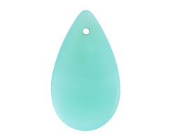 Czech Glass Matte Turquoise Green Opal Teardrop Focal 18x30mm