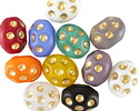 Czech Glass Matte Multi-Color w/ Gold Dimpled Rice 12x10mm