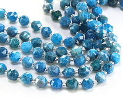 Pacific Blue Apatite Microfaceted Round Nugget 7x8mm