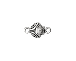 Antique Silver (plated) Scallop Shell Link 15x8mm