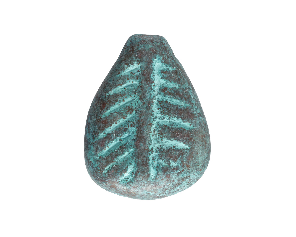 Mykonos Metalized Ceramic Copper Patina Fossil Pendant 30x39mm