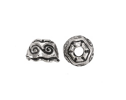 Mykonos Antique Silver (plated) Swirly Bead Cap 11mm