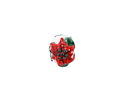Grace Lampwork Red Poinsettia Christmas Rondelle Bead 9x13mm