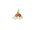 18k Gold (plated) Enamel Rainbow w/ Clouds Focal 12x10mm