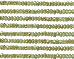 Czech Glass Sage Green w/ Sliver Luster Gem Cut Fire Polished Rondelle 2x3mm