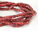 Java Glass Dark Pink w/Dots in Black/Blue/Yellow Tube 8-10x6mm