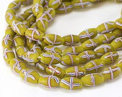 Indonesian Lime Green French Cross Rice 12-13x7mm