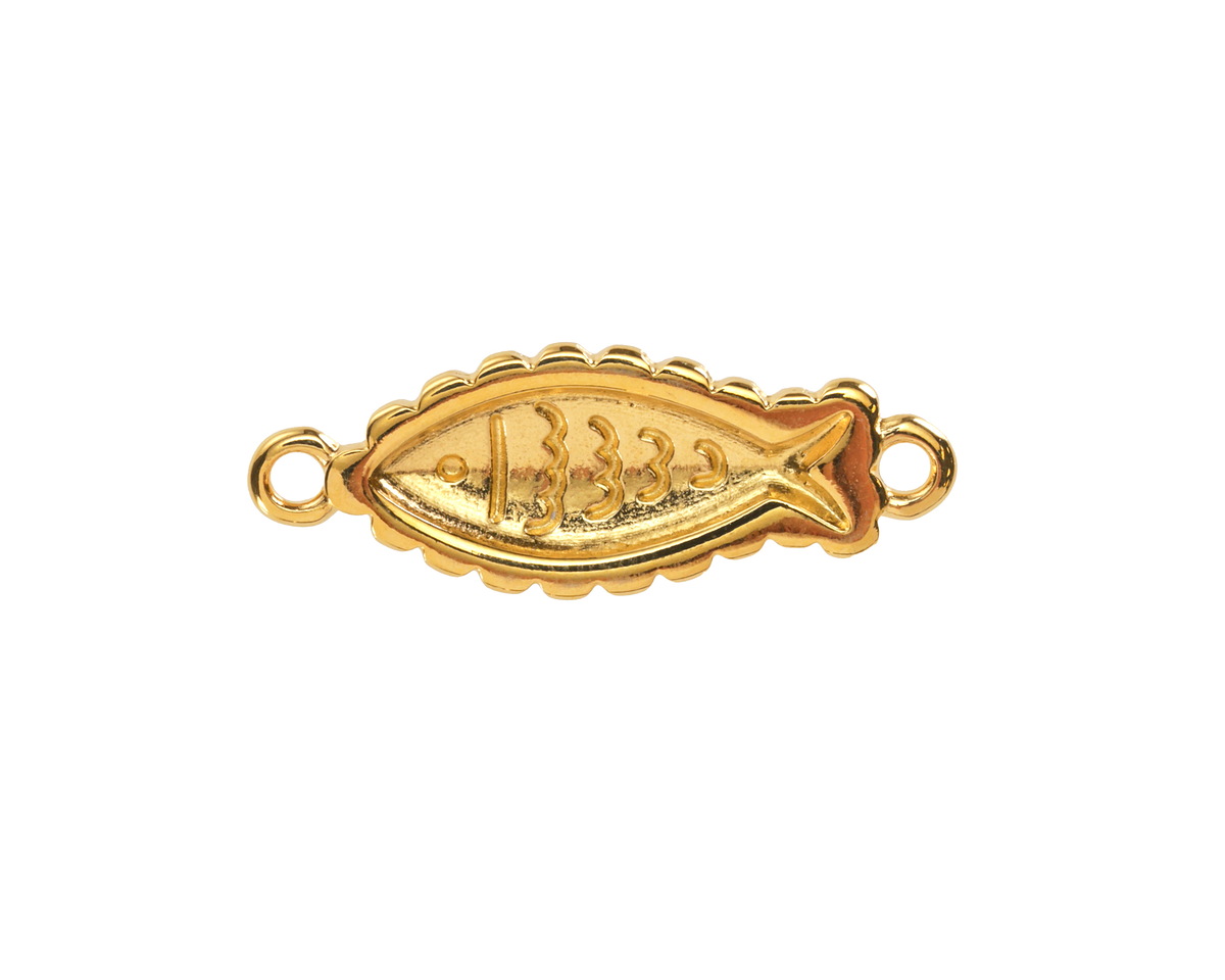 24K Gold (plated) Fish Impression Focal Link 27x10mm