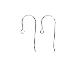 Sterling Silver Plain Earwire w/ Loop, 20 gauge, 10x24mm