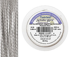 Twisted Artistic Wire Tarnish Resistant Silver 20 gauge, 4 yards