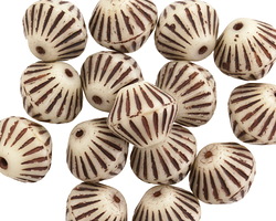 Czech Glass Dark Cream Lined Bicone 10x11mm