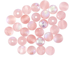 Czech Glass Matte Textured Rose AB Round Druk 6mm