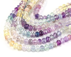 Rainbow Fluorite Ombre Step Cut Faceted Rondelle 3x5mm