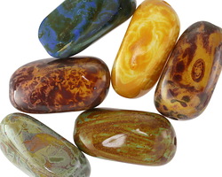 Czech Glass Multi-Color Silk Picasso Mix Nugget 20x12mm