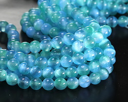 Sea Green & Sky Blue Dual-Tone Selenite Round 6mm