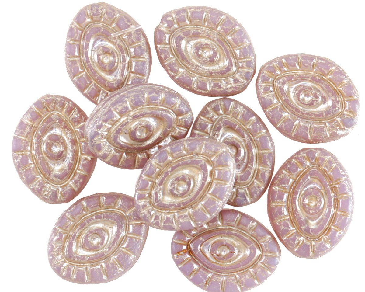 Czech Glass Thistle w/ Platinum Mystic Eye 14x11mm