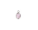 Rose Pink Crystal Oval Drop in Silver Finish Bezel 6x8mm