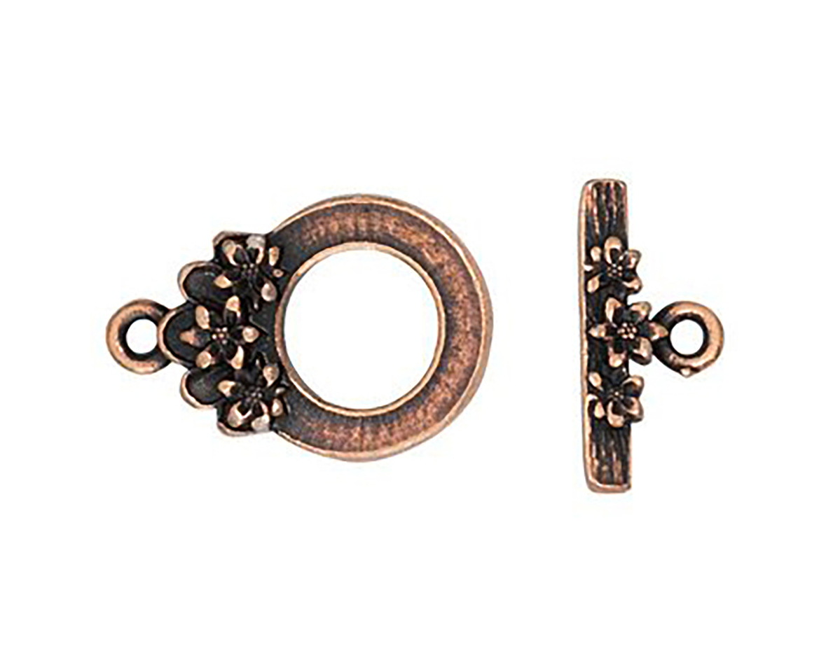 TierraCast Antique Copper (plated) Blossom Toggle Clasp 21x14mm, 17mm Bar