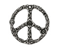 Green Girl Pewter Floral Peace Sign Focal 38mm