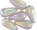 Czech Glass Opal AB w/ Mercury Finish Melon Teardrop 23x12mm