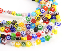 Millefiori Glass Multi-color Flower 6mm