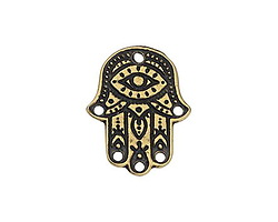 TierraCast Antique Brass (plated) Hamsa Hand Focal Link 17x21mm