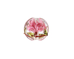 Grace Lampwork Blushing Magnolia Lentil 15x13mm