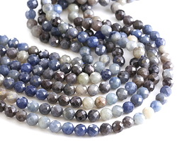 Blue Sapphire (A) Ombré Microfaceted Round 6mm