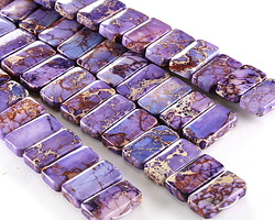 Purple Impression Jasper 2-Hole Rectangle 10x20mm