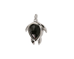 Black Obsidian w/ Silver Finish Sea Turtle Focal 15x19mm