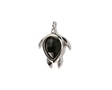 Black Obsidian w/ Silver Finish Sea Turtle Focal 15x19mm