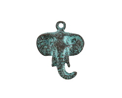 Mykonos Copper (plated) Patina Elephant Head Charm 22x18mm
