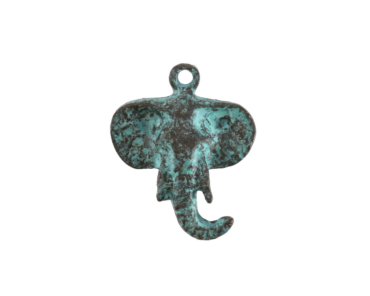 Mykonos Copper (plated) Patina Elephant Head Charm 22x18mm