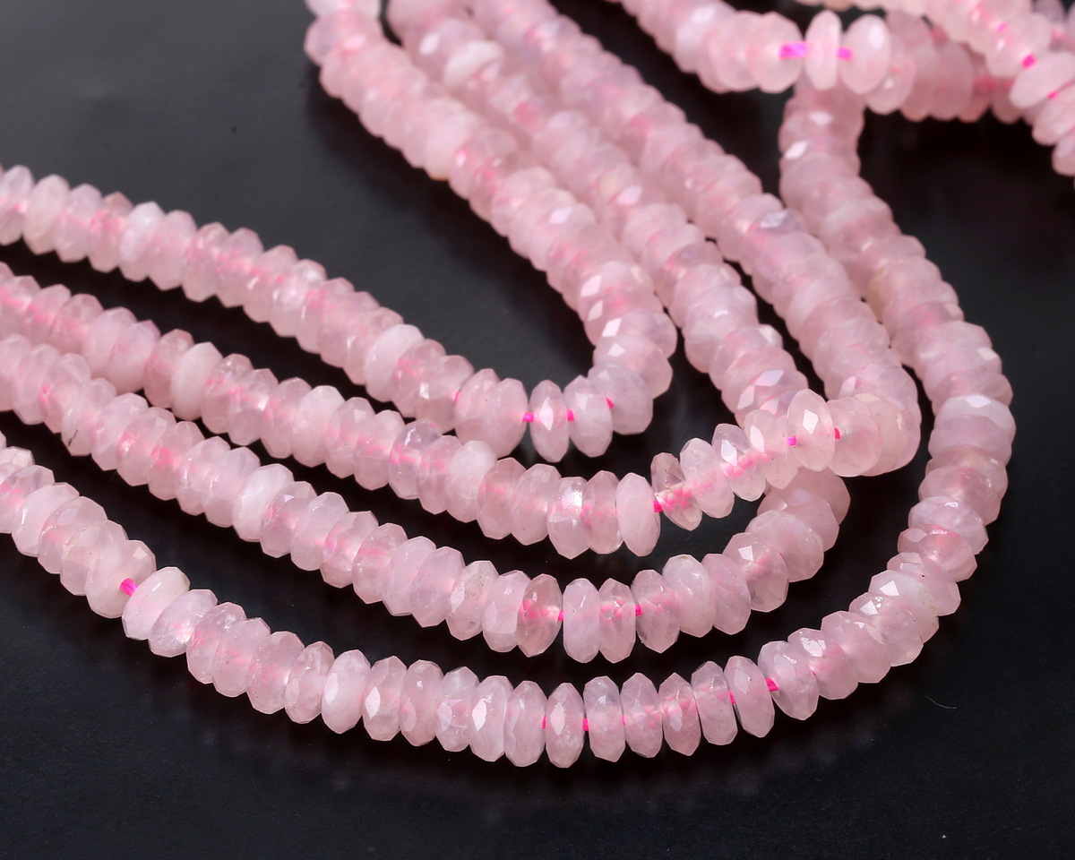 Rose Quartz Faceted Spacer Rondelle 2x5mm