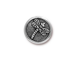 TierraCast Antique Silver (plated) Dragonfly Button 17mm