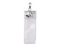 Selenite Natural Cut Rectangular Pendant w/ Silver Finish 17-21x54-58mm