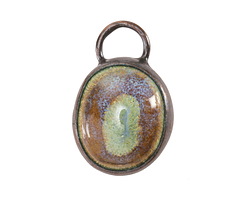 Gaea Ceramic Magical Mist Oval set in Antique Copper Bezel 28-30x18-19mm