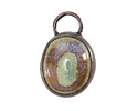 Gaea Ceramic Magical Mist Oval set in Antique Copper Bezel 28-30x18-19mm