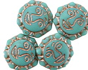 Czech Glass Matte Turquoise w/ Platinum Sun Face 18mm