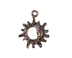 Mykonos Antique Copper (plated) Openwork Sun & Crescent Moon Focal 20x25mm